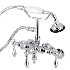 Aqua Vintage 3-3/8 Inch Adjustable Wall Mount Clawfoot Tub Faucet with Hand Shower