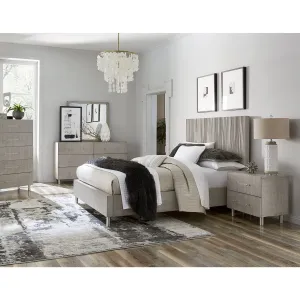 Argento Wave-Patterned Bed in Misty Grey