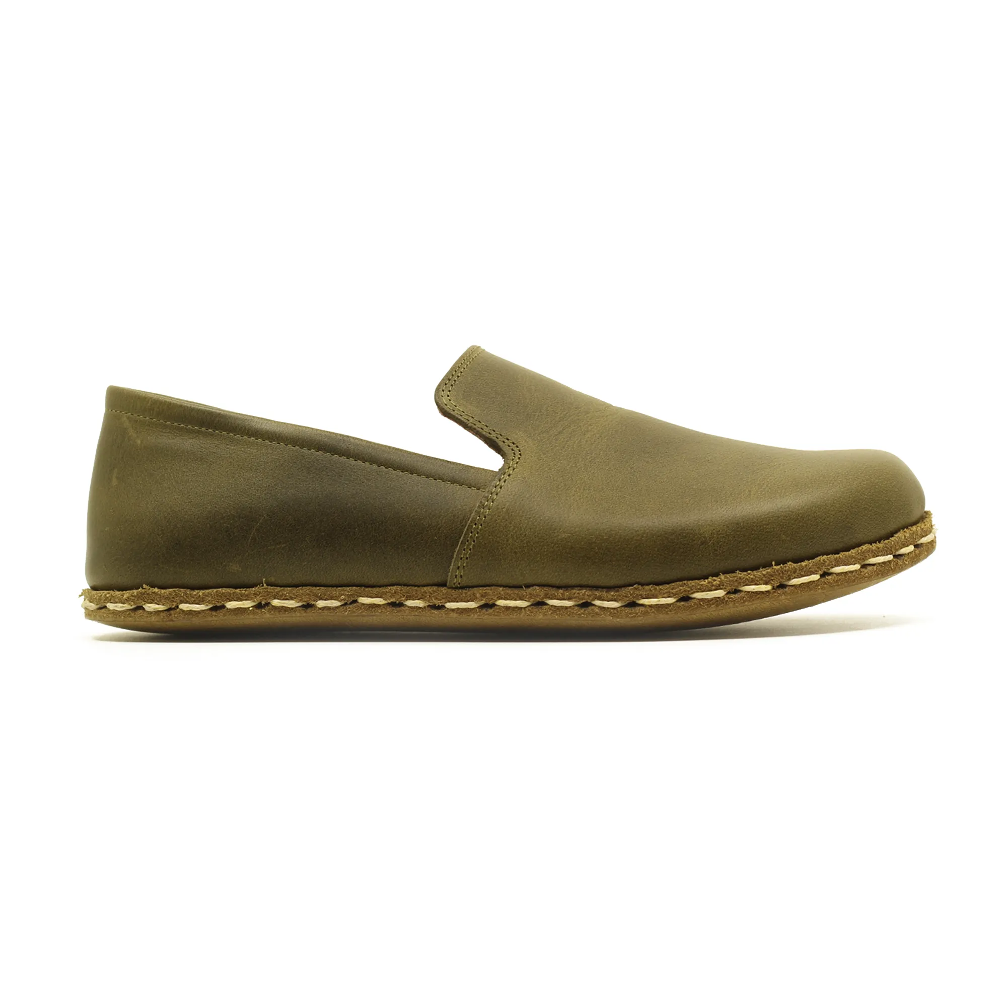 Barefoot Military Green Leather Women's Shoes "Modern Style"