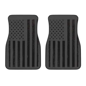 Black US Flag Car Floor Mats 2pcs| American Flag Car Mat Set