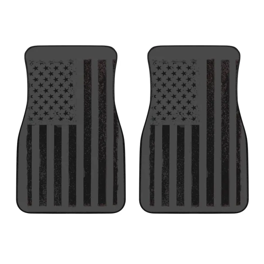 Black US Flag Car Floor Mats 2pcs| American Flag Car Mat Set