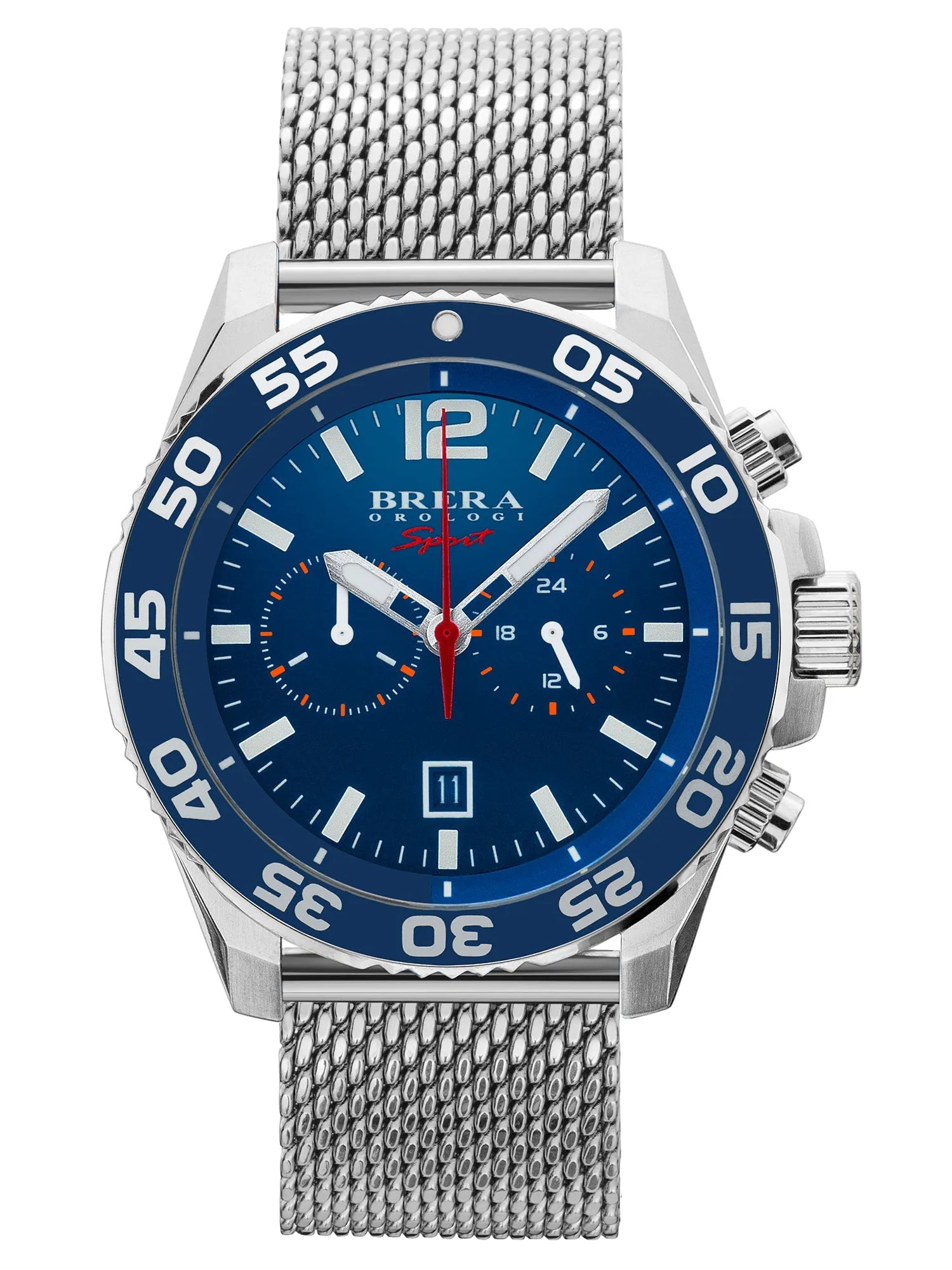 Brera Orologi BRSPMIC4404-SS-MIL Mistral Mens Silver & Blue Chronograph Watch