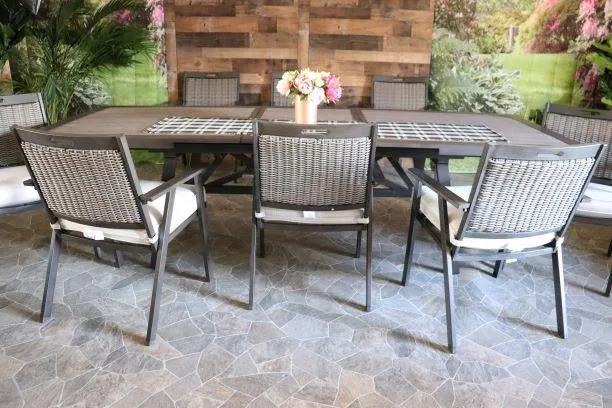 CAYMAN 9 PIECE DINING SET - 40" x 118" Dining Table and 8 Chairs