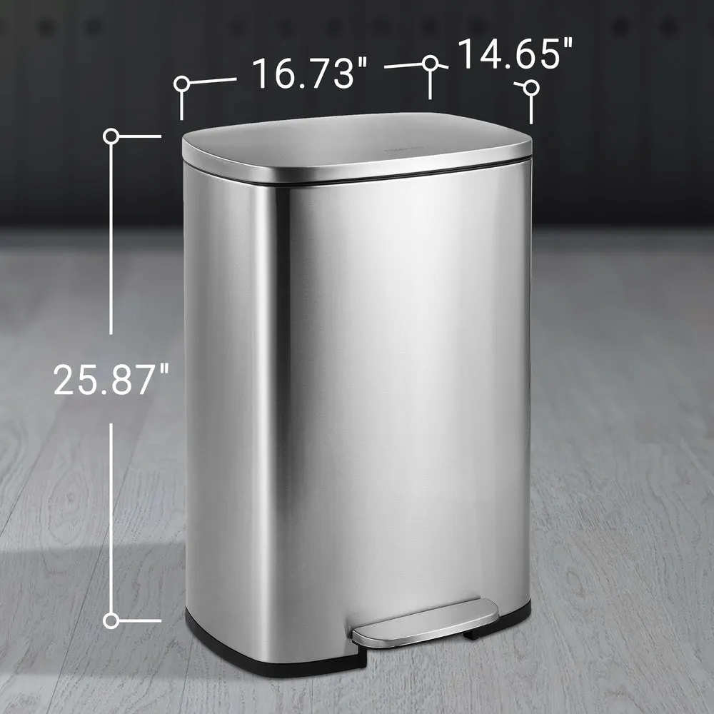 Connor Rectangular 13-Gallon Trash Can with Soft-Close Lid and FREE Mini Trash Can