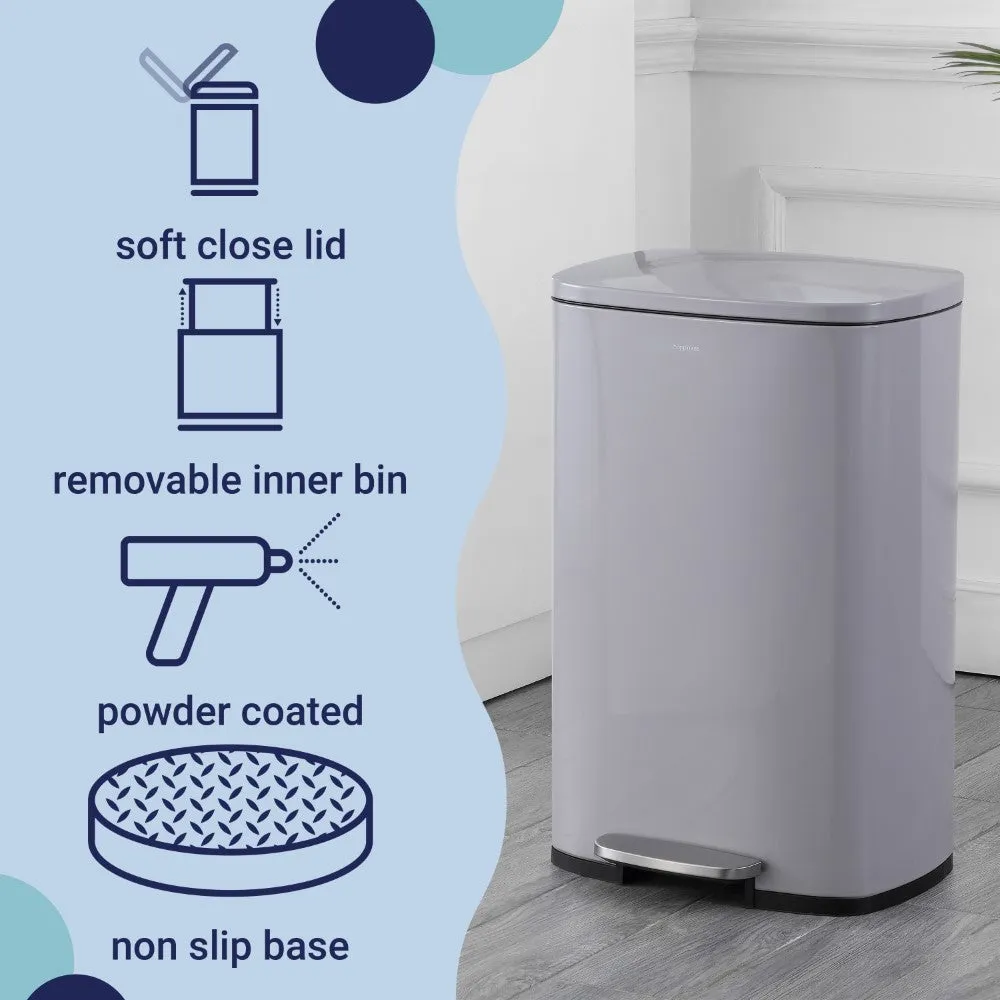 Connor Rectangular 13-Gallon Trash Can with Soft-Close Lid and FREE Mini Trash Can