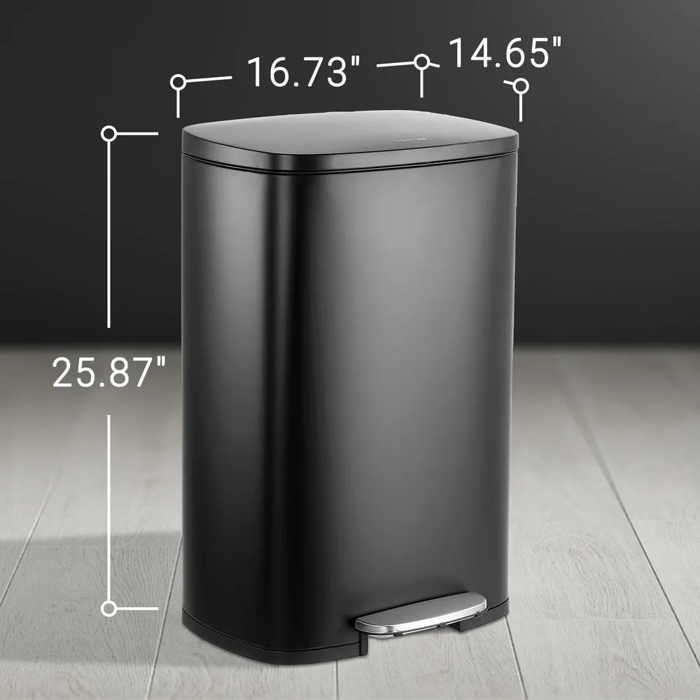 Connor Rectangular 13-Gallon Trash Can with Soft-Close Lid and FREE Mini Trash Can