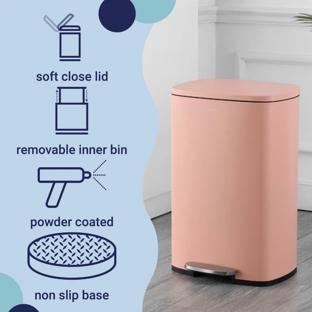 Connor Rectangular 13-Gallon Trash Can with Soft-Close Lid and FREE Mini Trash Can