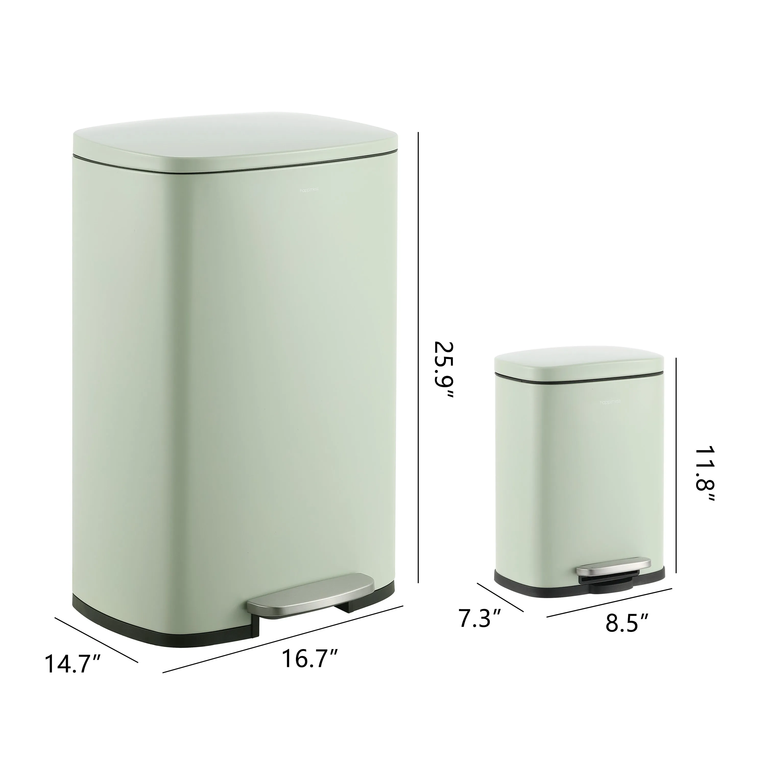 Connor Rectangular 13-Gallon Trash Can with Soft-Close Lid and FREE Mini Trash Can