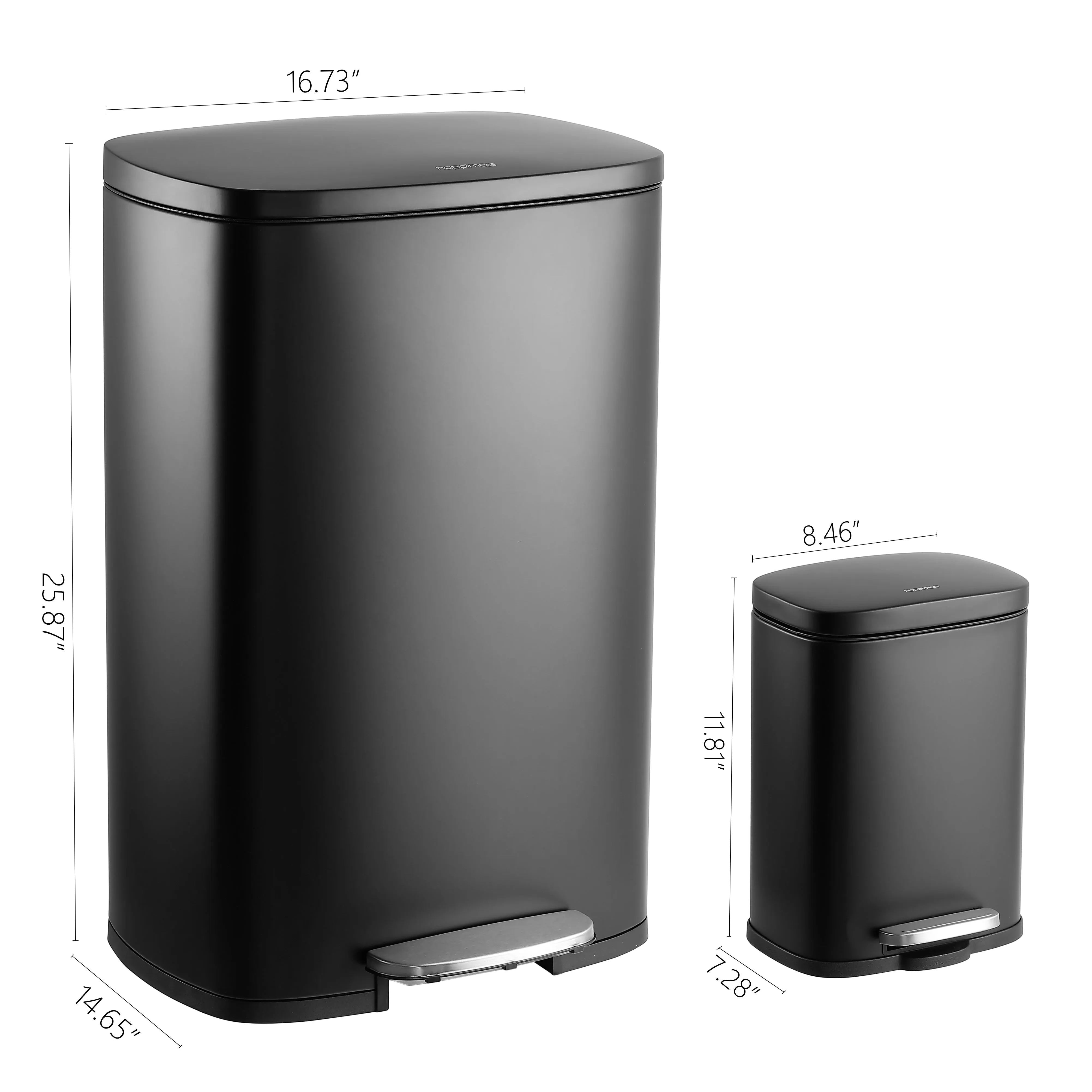 Connor Rectangular 13-Gallon Trash Can with Soft-Close Lid and FREE Mini Trash Can