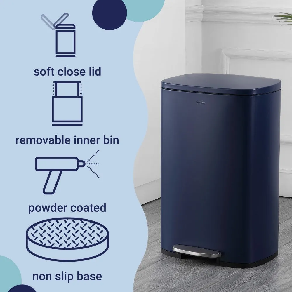 Connor Rectangular 13-Gallon Trash Can with Soft-Close Lid and FREE Mini Trash Can