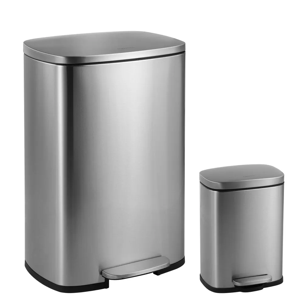 Connor Rectangular 13-Gallon Trash Can with Soft-Close Lid and FREE Mini Trash Can