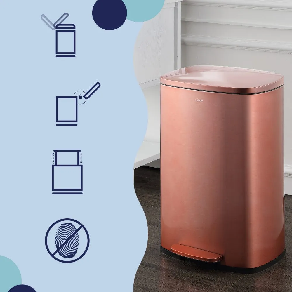 Connor Rectangular 13-Gallon Trash Can with Soft-Close Lid and FREE Mini Trash Can