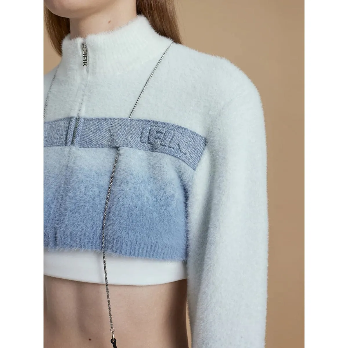 Cyberpunk Gradient Cropped Knit Top