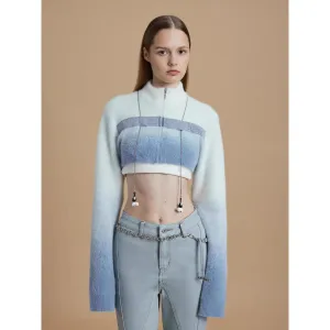 Cyberpunk Gradient Cropped Knit Top