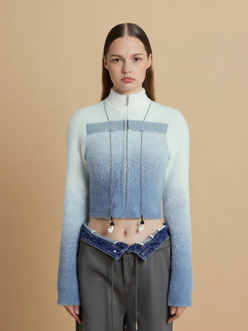 Cyberpunk Gradient Cropped Knit Top