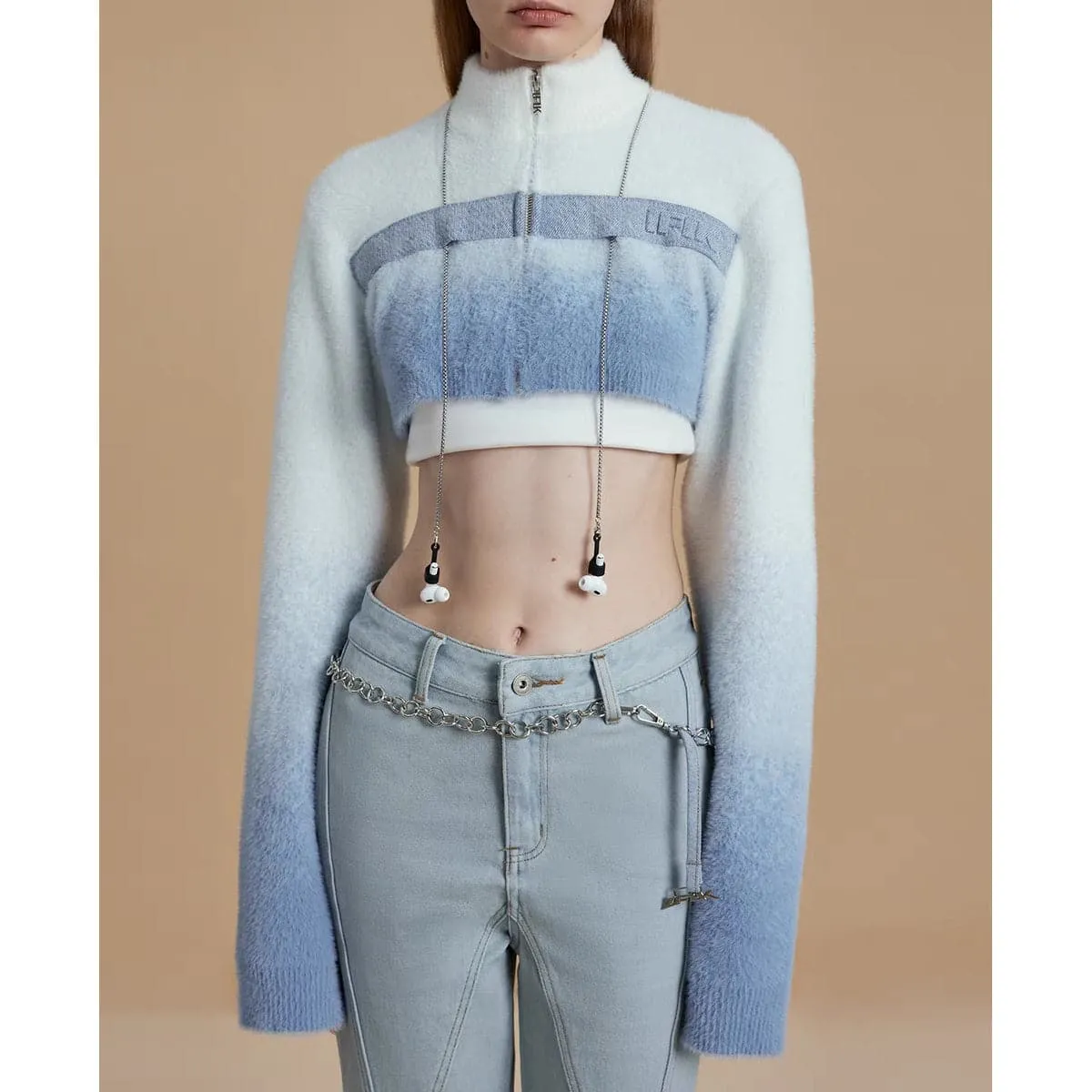 Cyberpunk Gradient Cropped Knit Top