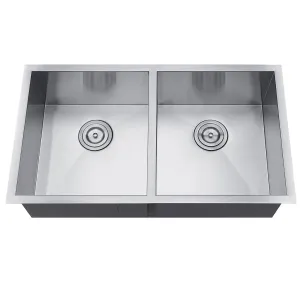 DAX Handmade 50/50 Double Bowl Undermount Kitchen Sink. 18 gauge. 31" x 18" (DAX-SQ-3118A-X)