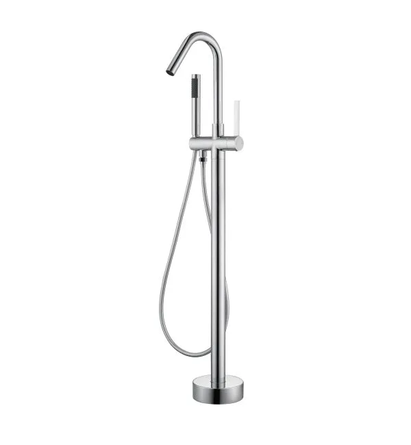 Emory & Bond EB11004BN Floor Mounted Freestanding Tub Filler with Handshower in Brushed Nickel