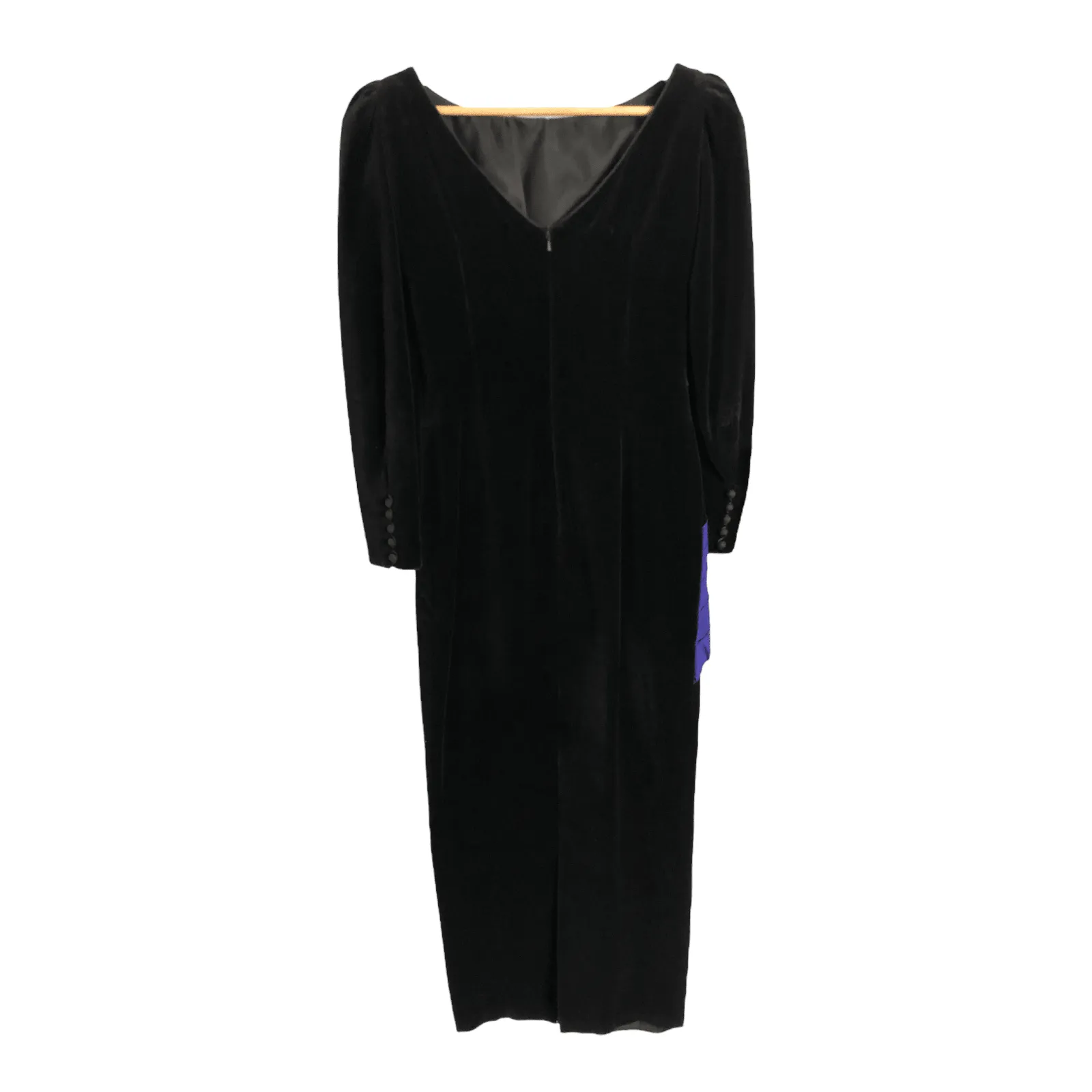 Frances Lee Vintage Velvet 3/4 Sleeve Cocktail Maxi Dress Black UK Size 10-12