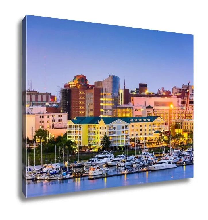 Gallery Wrapped Canvas, Charleston South Carolina USA Skyline Over The Ashley River