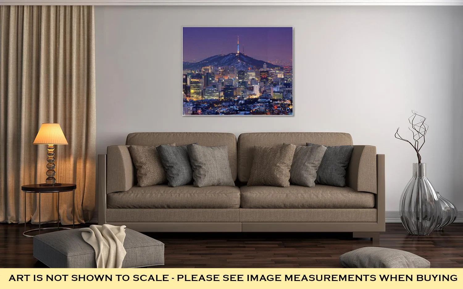 Gallery Wrapped Canvas, Downtown Skyline Of Seoul South Korea With Seoul Tower