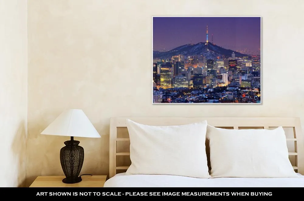 Gallery Wrapped Canvas, Downtown Skyline Of Seoul South Korea With Seoul Tower