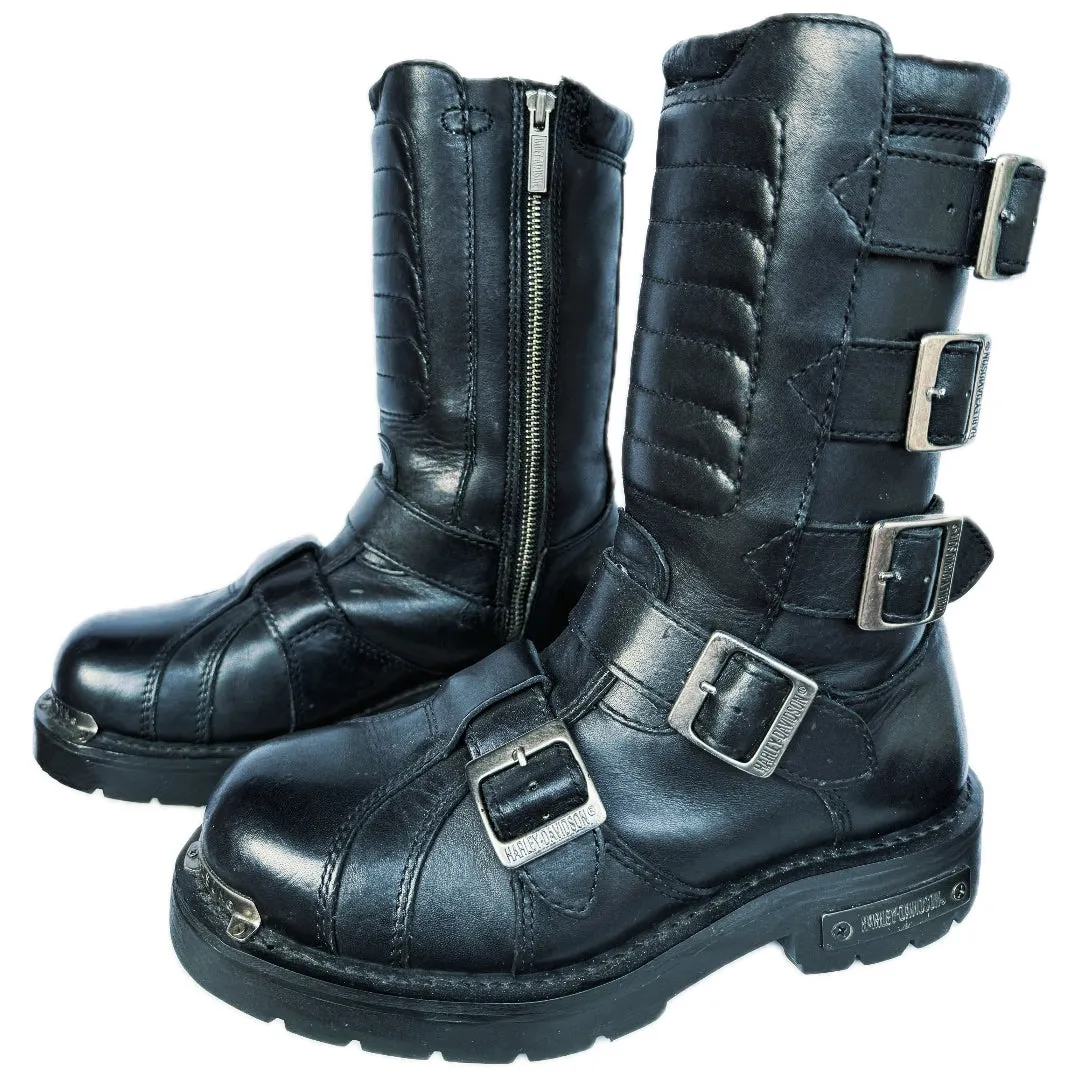 HARLEY-DAVIDSON Vintage Terminator Buckle Black Biker Motorcycle Boots