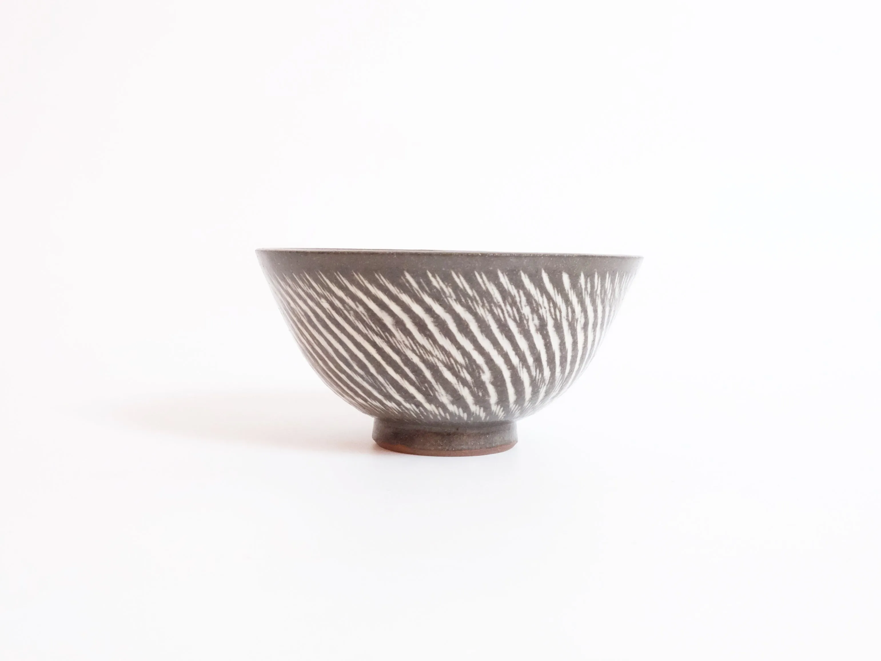 Kasama Chisel Patterned Rice Bowl by Hiroshi Otsu