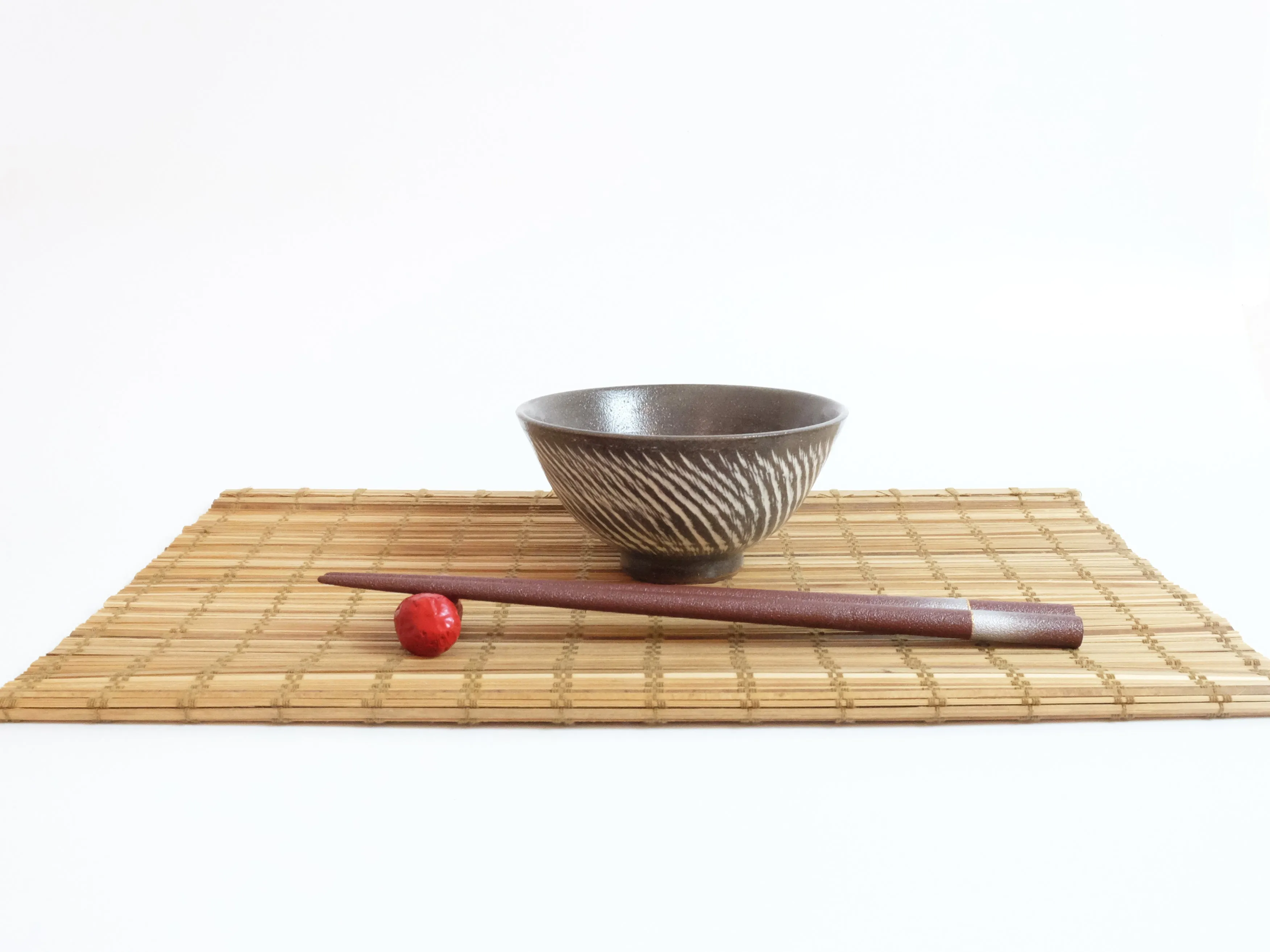 Kasama Chisel Patterned Rice Bowl by Hiroshi Otsu