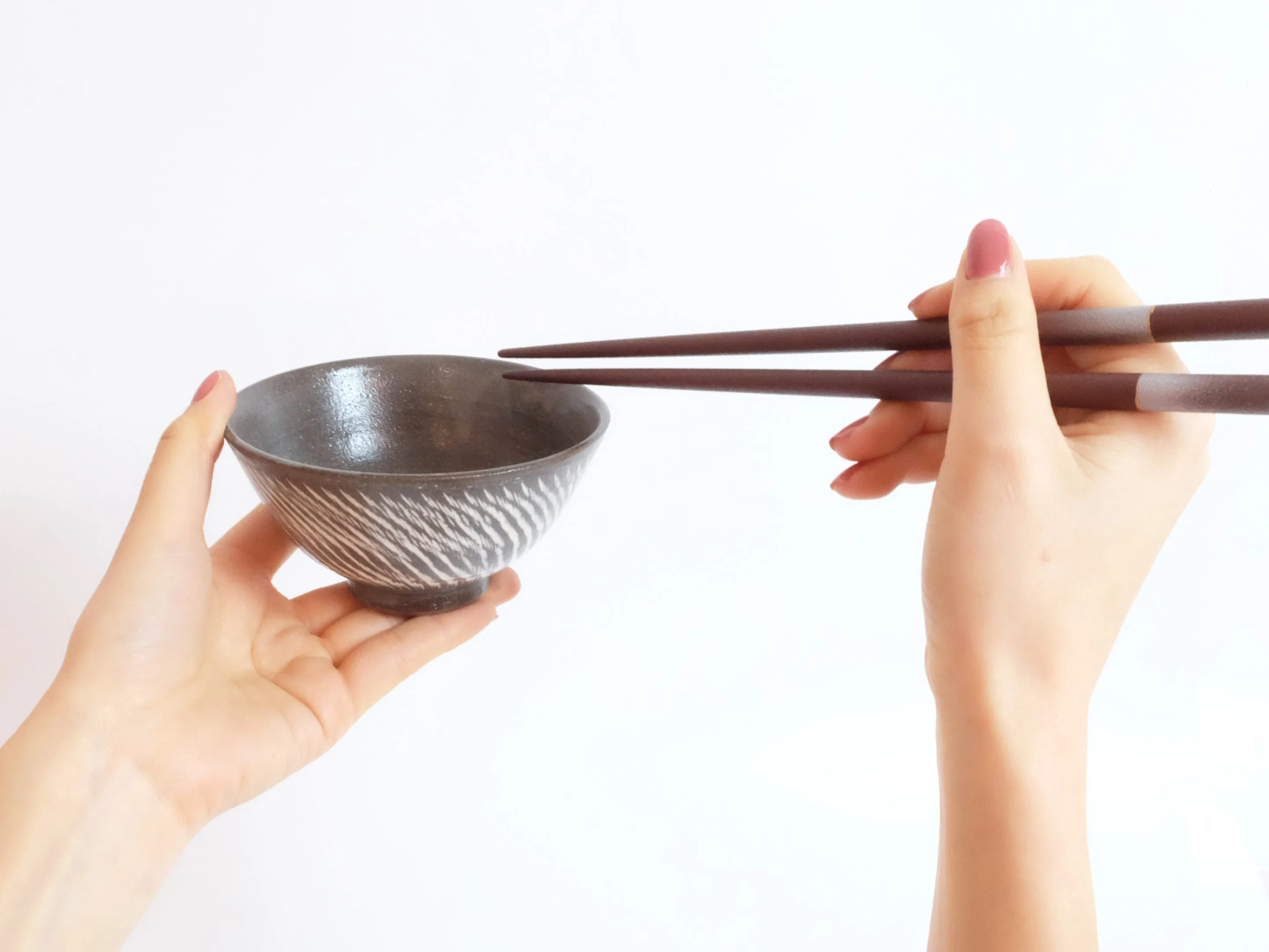 Kasama Chisel Patterned Rice Bowl by Hiroshi Otsu