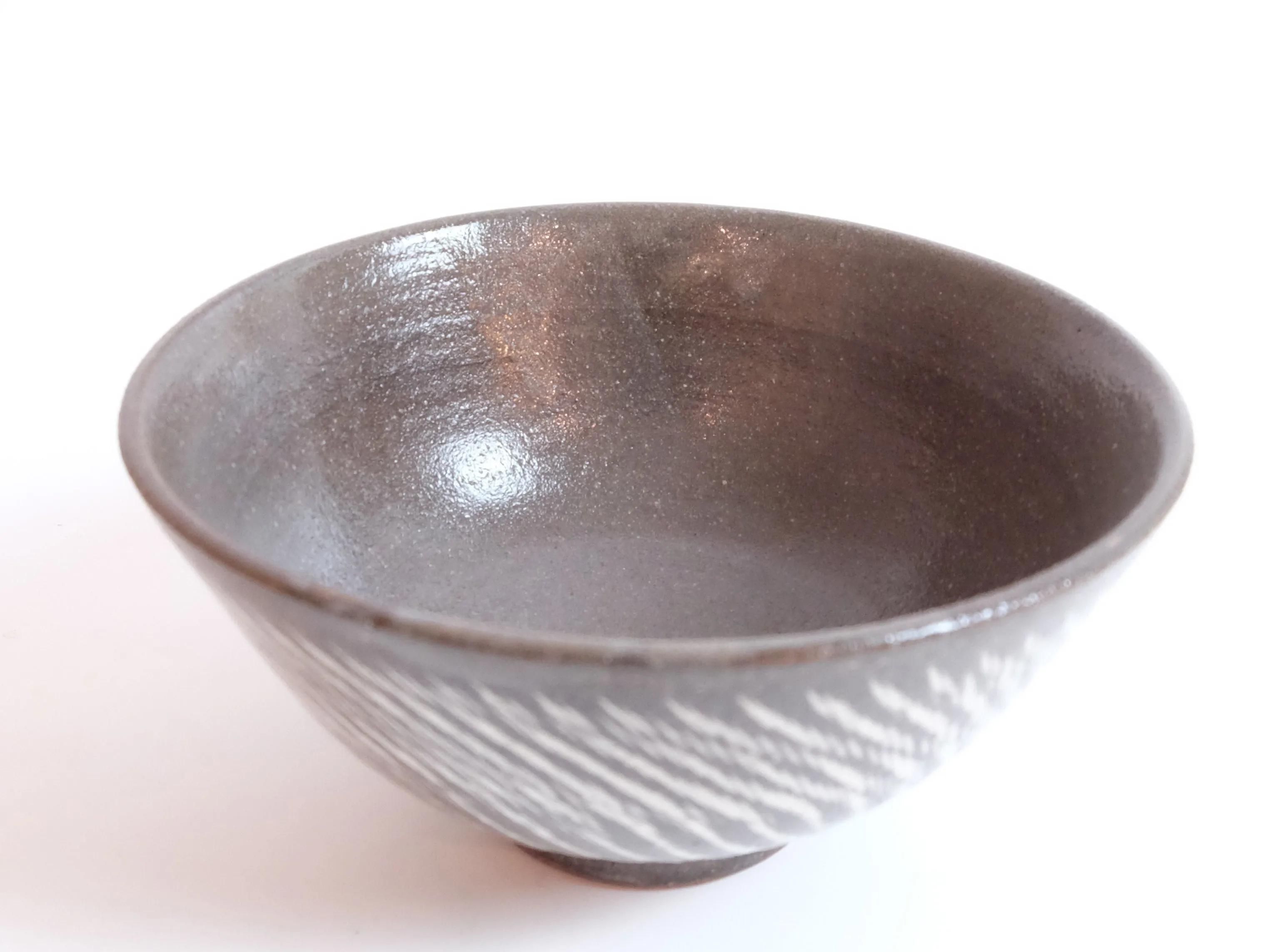 Kasama Chisel Patterned Rice Bowl by Hiroshi Otsu