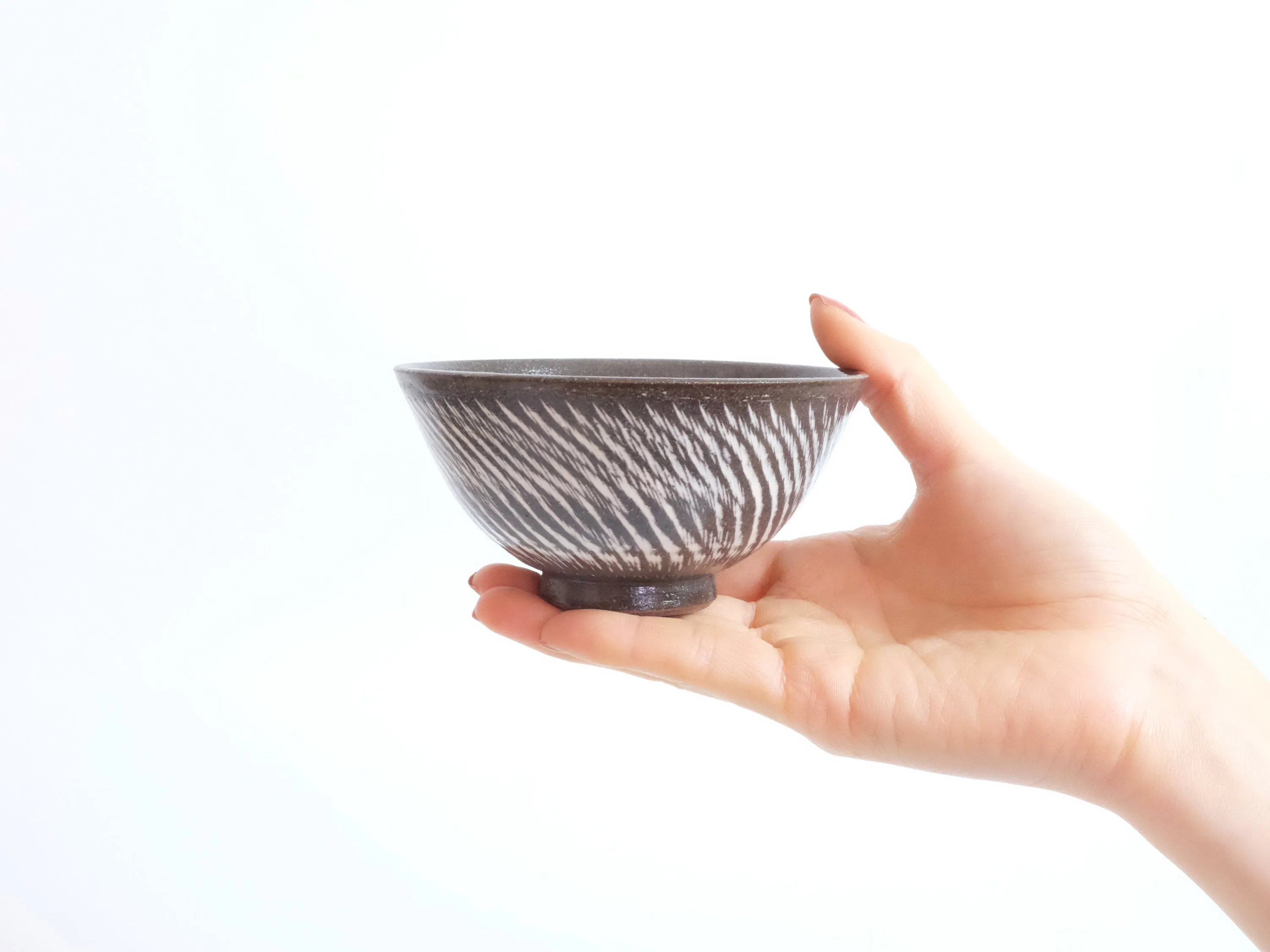 Kasama Chisel Patterned Rice Bowl by Hiroshi Otsu