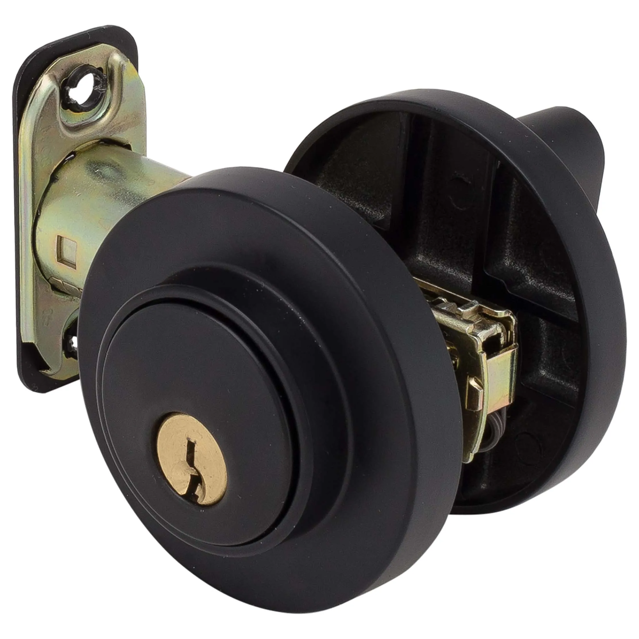 Keyed Single Cylinder Contemporary Deadbolt, Round Escutcheon