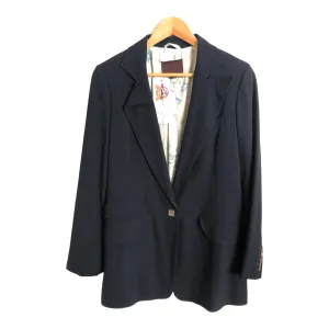 Mulberry Designer Vintage 100% Wool Day Evening Jacket Navy Blue UK Size 12