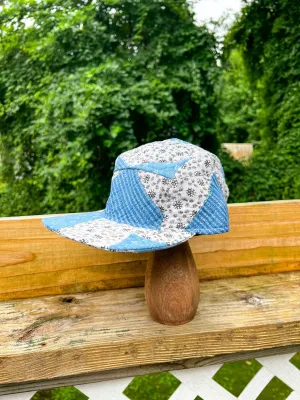 One-of-a-Kind: Indigo Diamonds on Point 5 Panel Hat