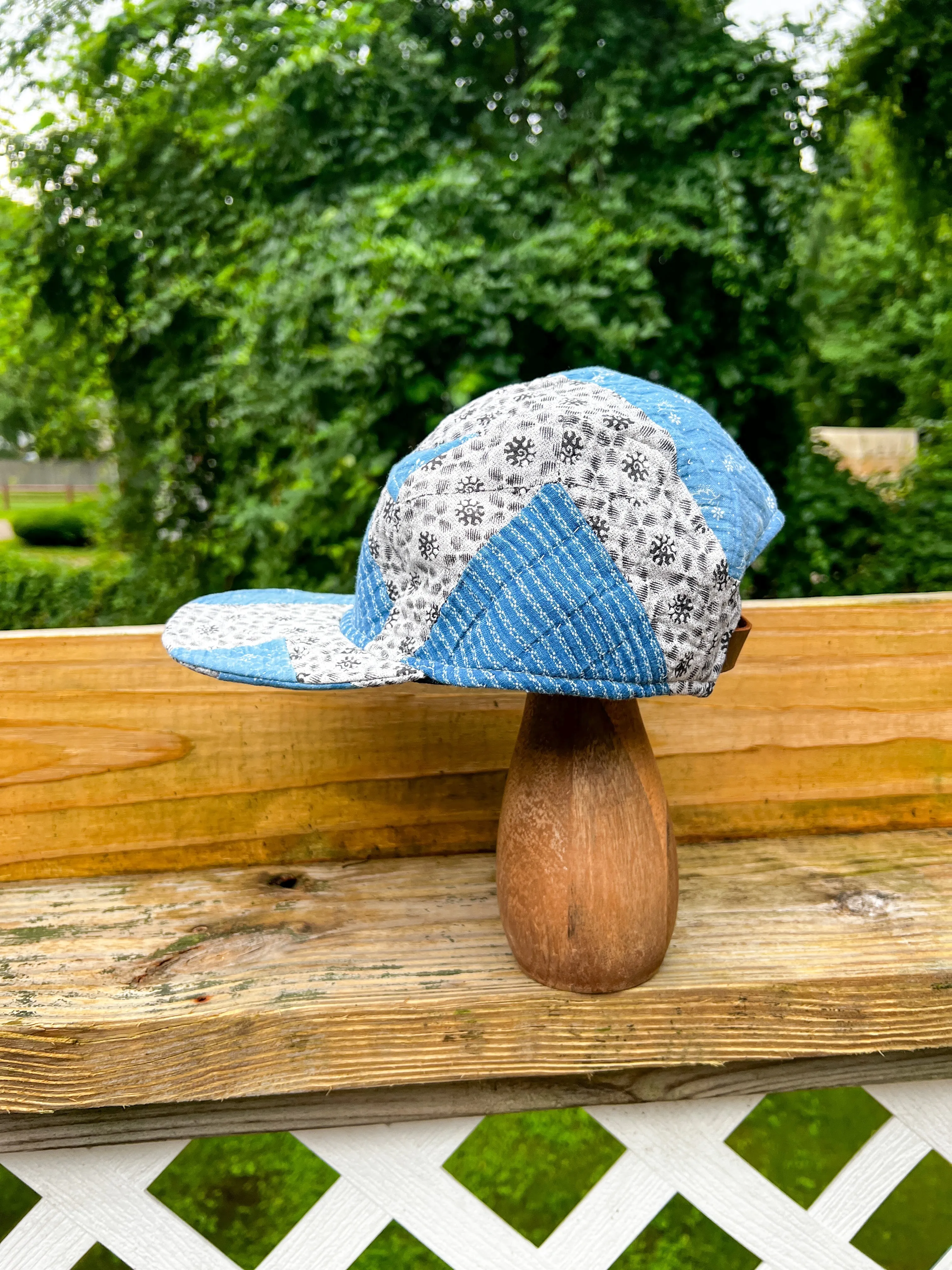 One-of-a-Kind: Indigo Diamonds on Point 5 Panel Hat