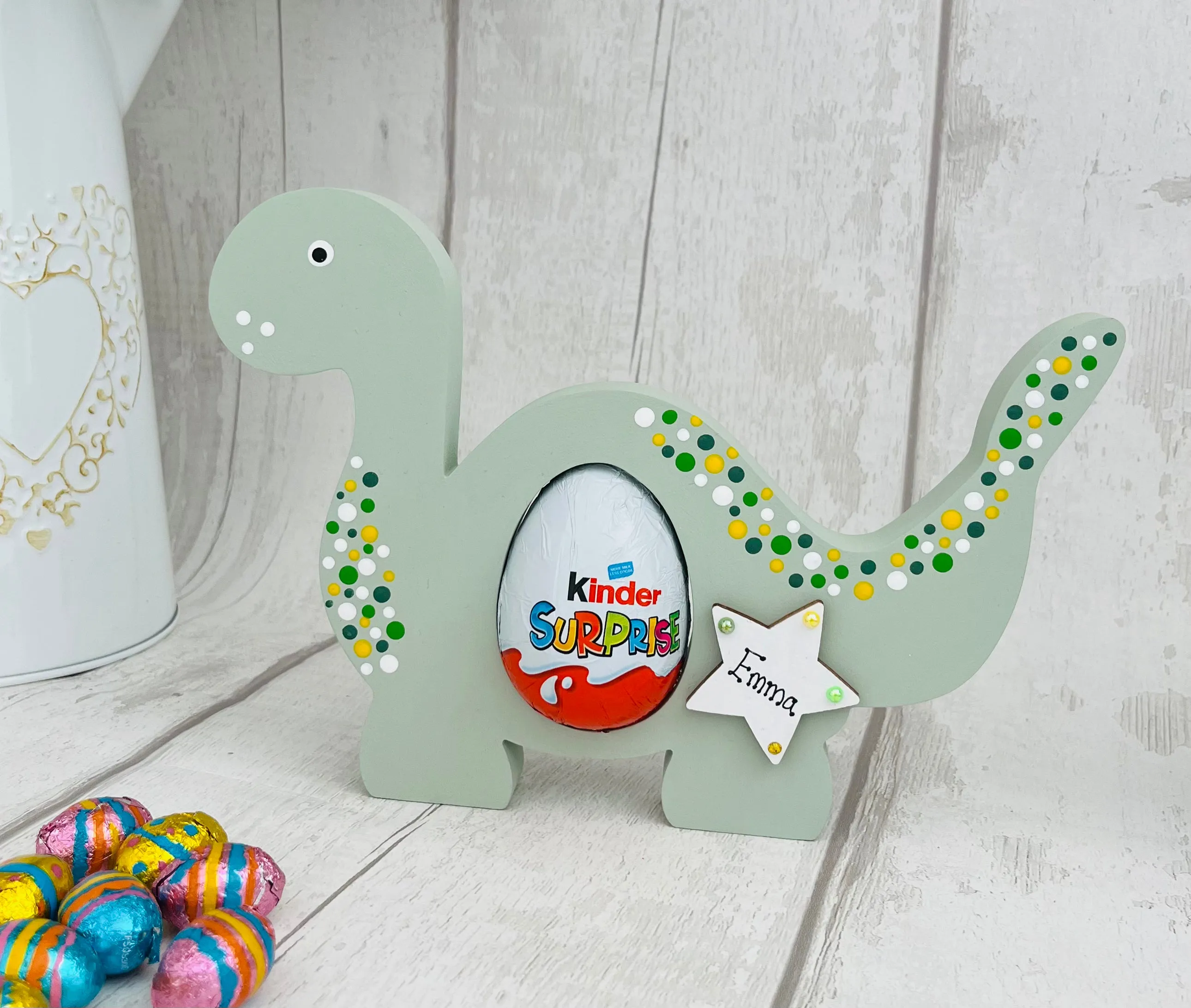 Sage Green Dinosaur Easter Gift - Egg Holder