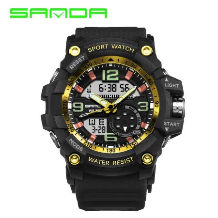 SANDA Digital Watch Men Military Army Sport Watch Water Resistant Date Calendar LED ElectronicsWatches relogio masculino