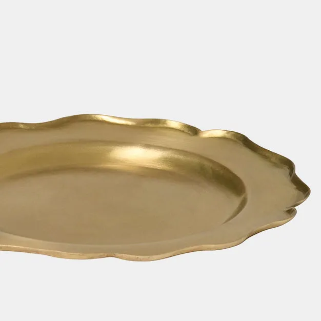 Scalloped Round Brass Tray