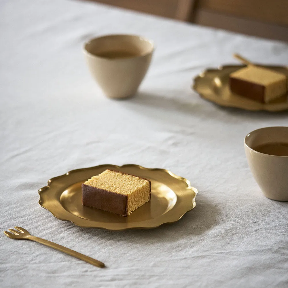 Scalloped Round Brass Tray