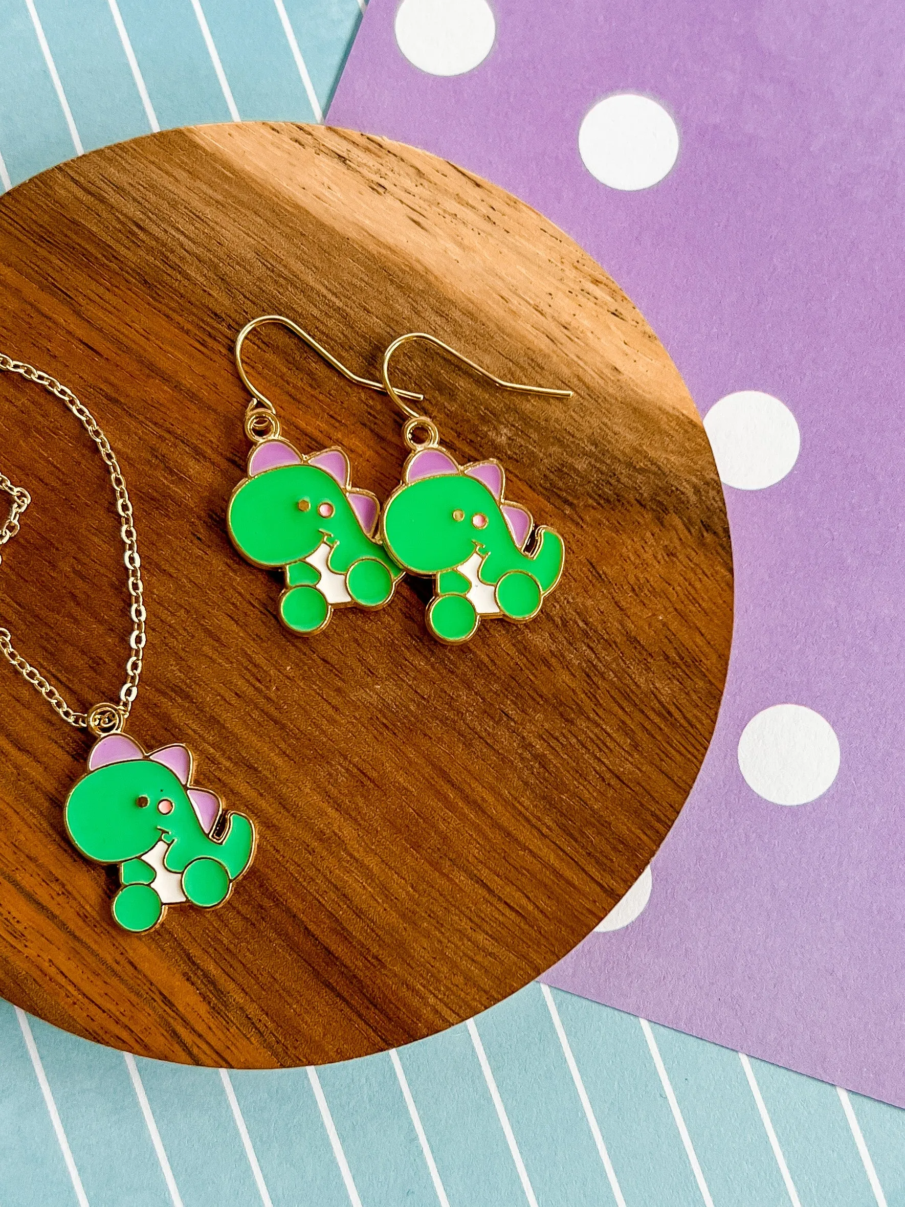 Tina the Dino Necklace and Earrings